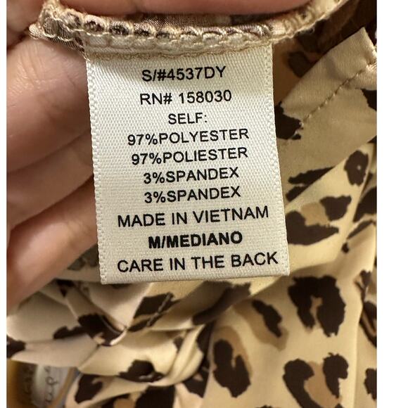 Love Tree cream brown animal print sleeveless slip mini dress size M - Picture 4 of 11